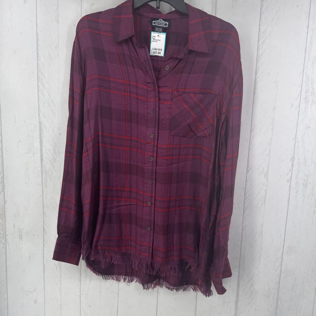 L plaid button down l/s top