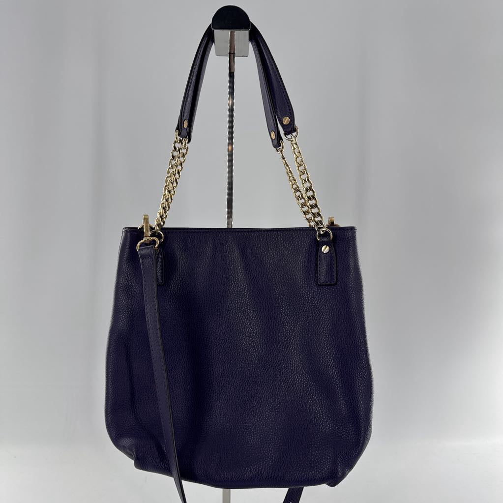 pebbled leather double chain strap handbag