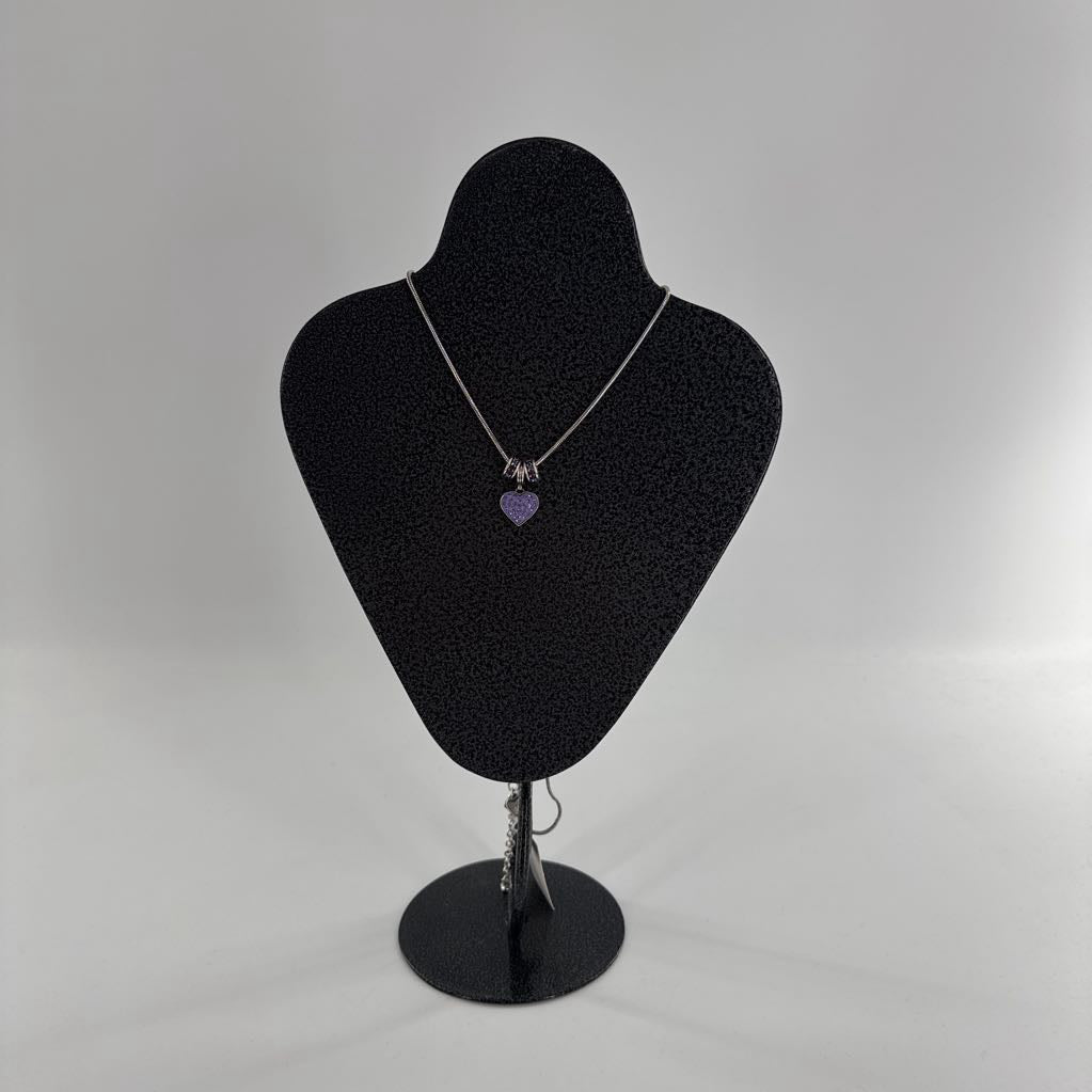 17" purple heart charm necklace