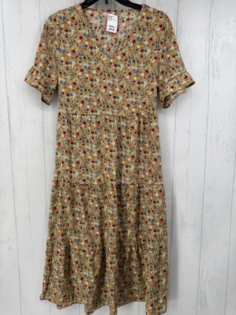 S s/s floral tiered ruffle maxi dress