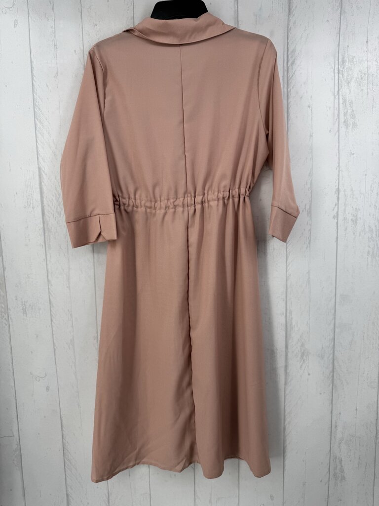 L elbow slv button shirt dress