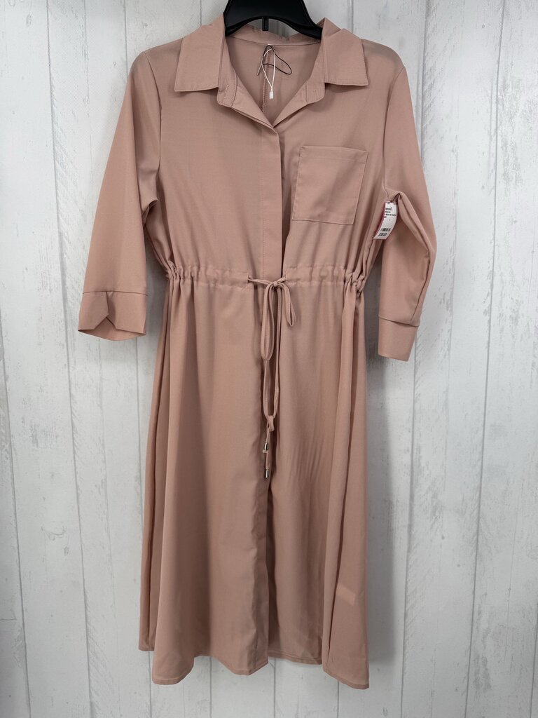 L elbow slv button shirt dress