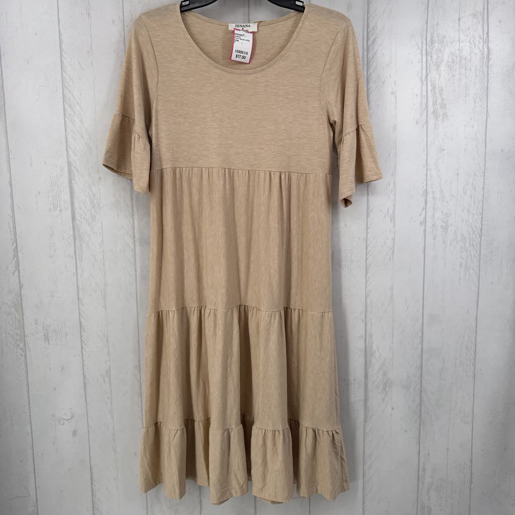 S s/s tiered ruffle midi dress