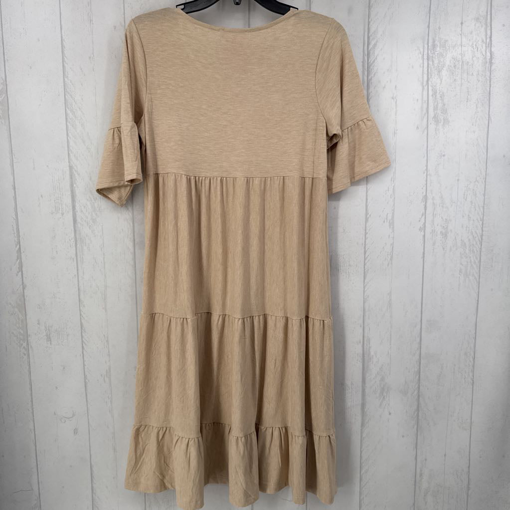 S s/s tiered ruffle midi dress