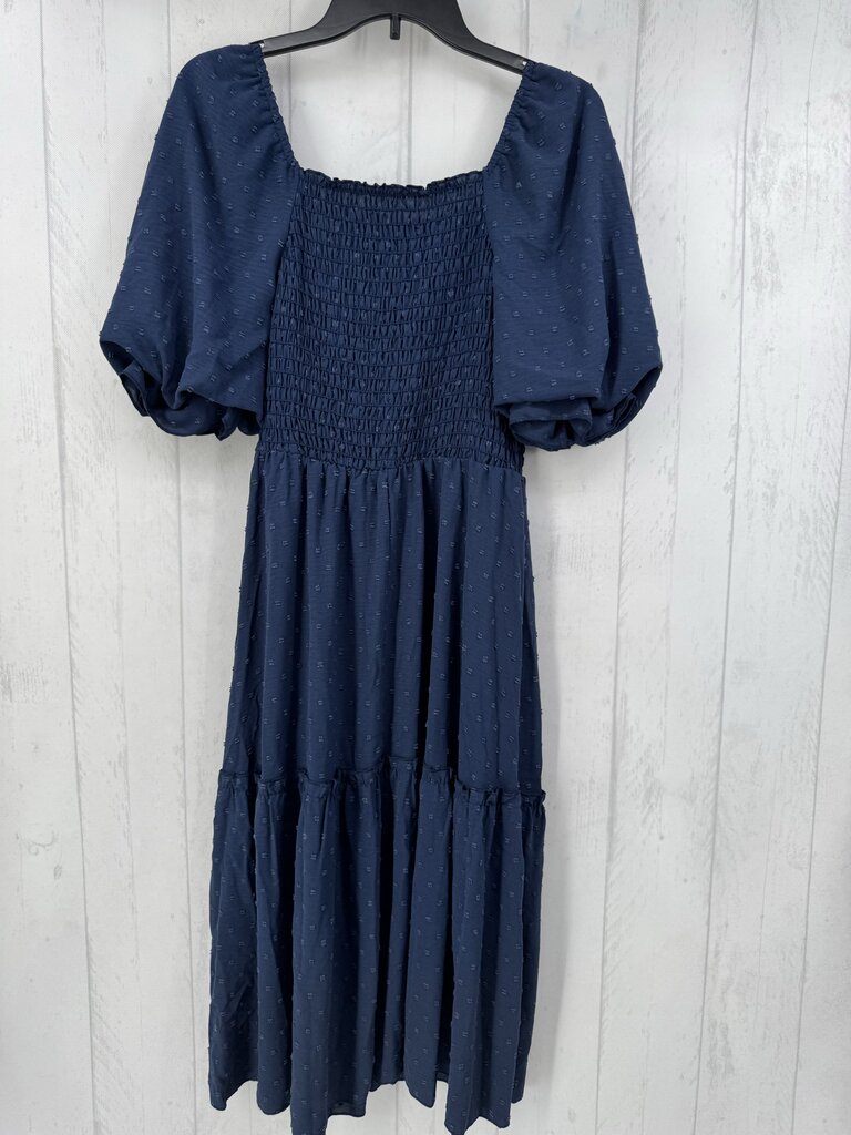 M puffy s/s smocked textured maxi dress