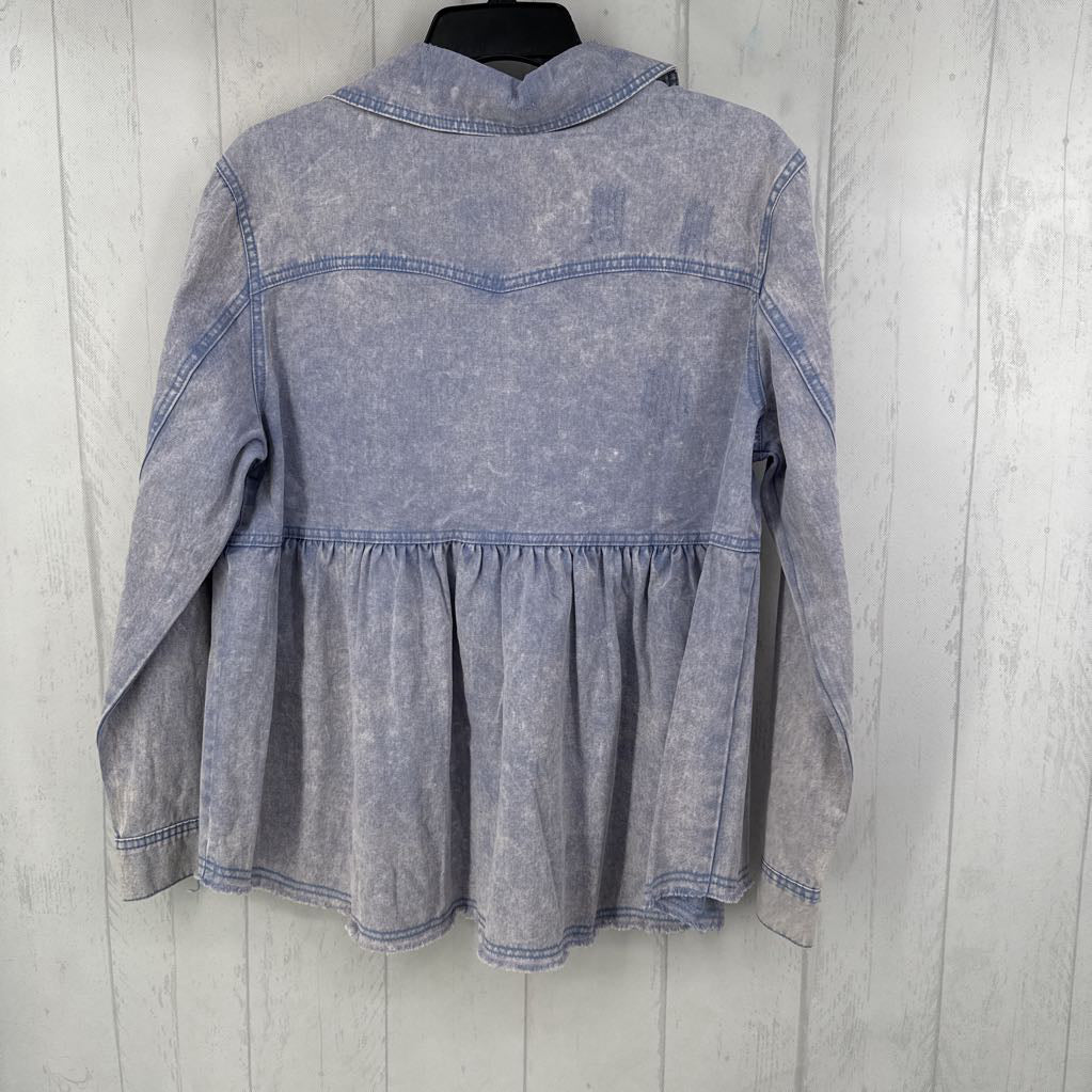 M l/s snap denim peplum shirt