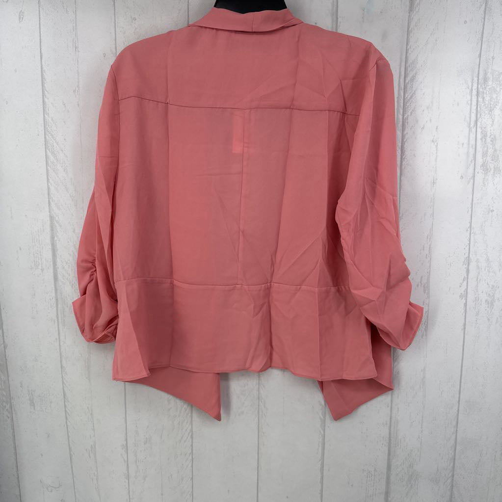 L ruched slv open blazer