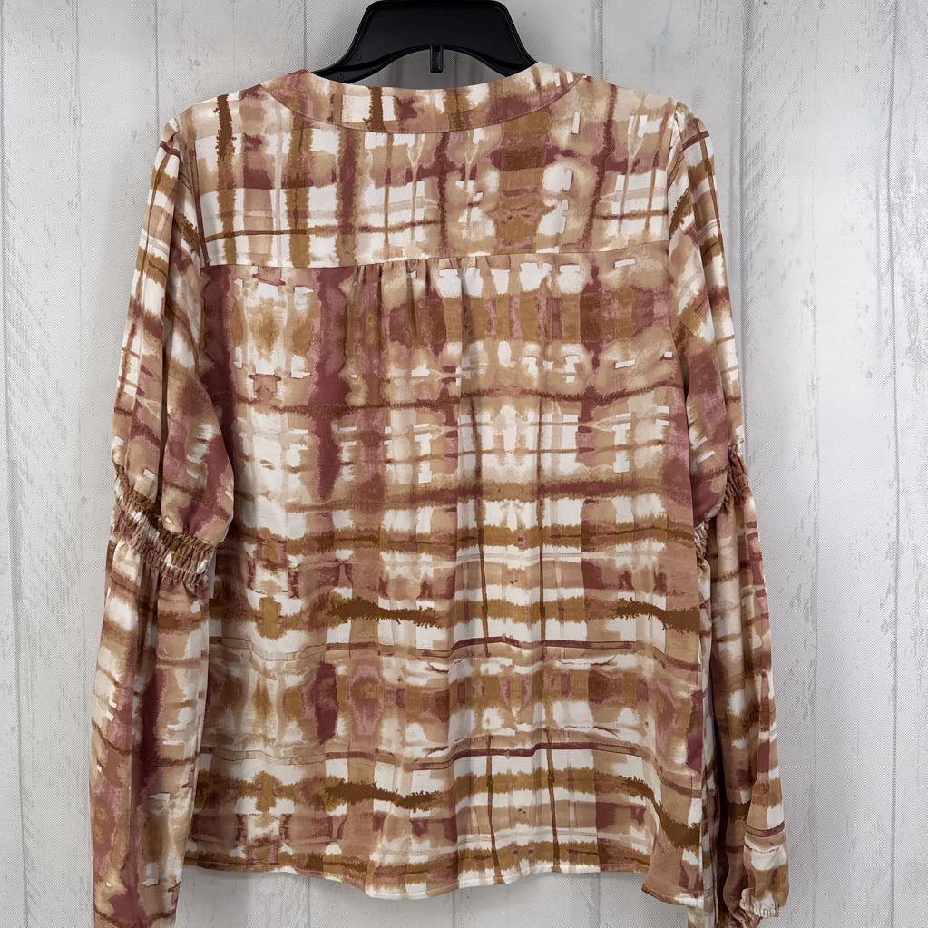 L printed v-neck l/s top