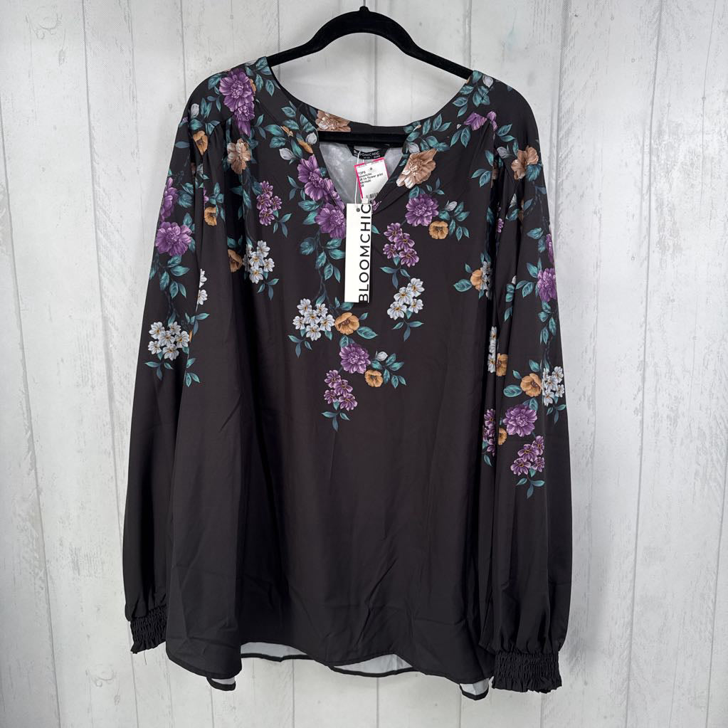 28 l/s flower print v-neck top