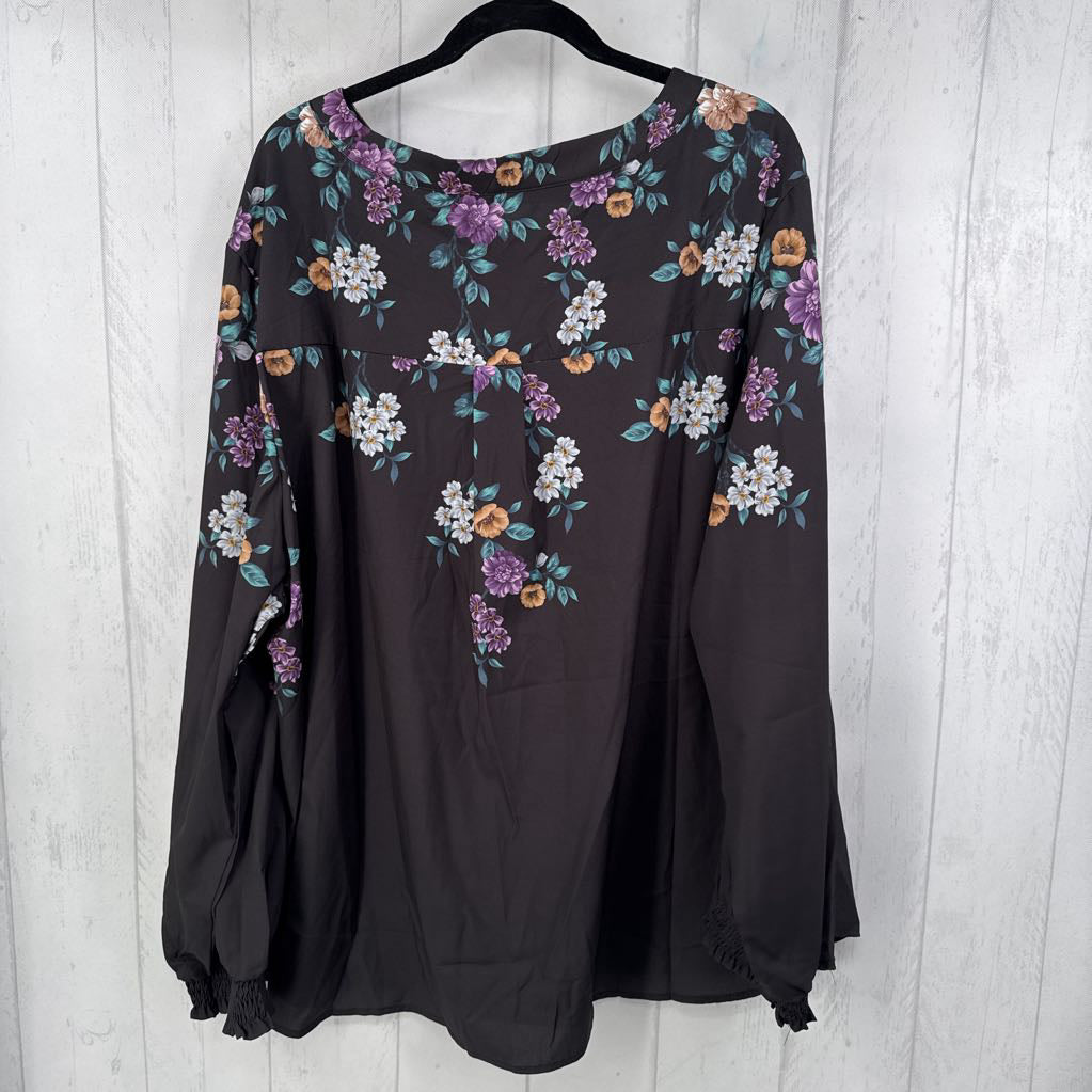 28 l/s flower print v-neck top