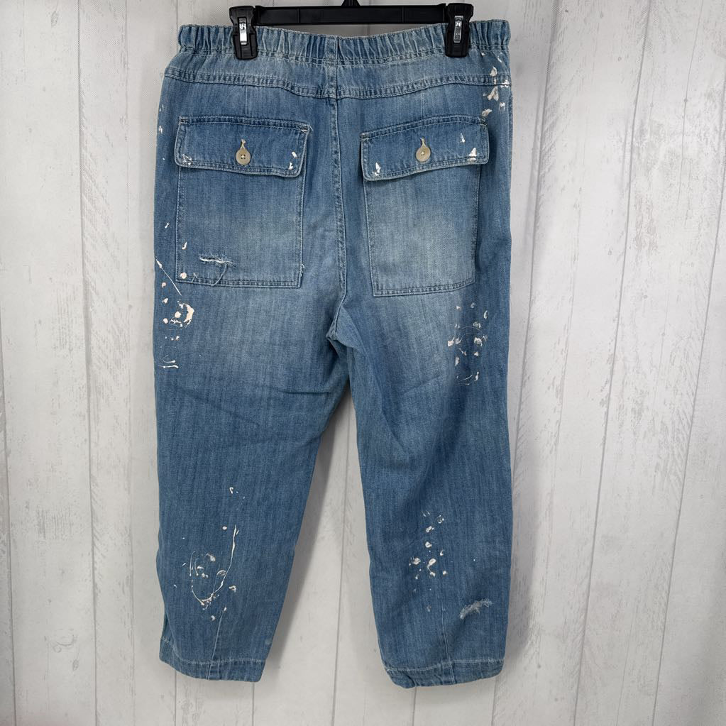 S destructed barrel jean