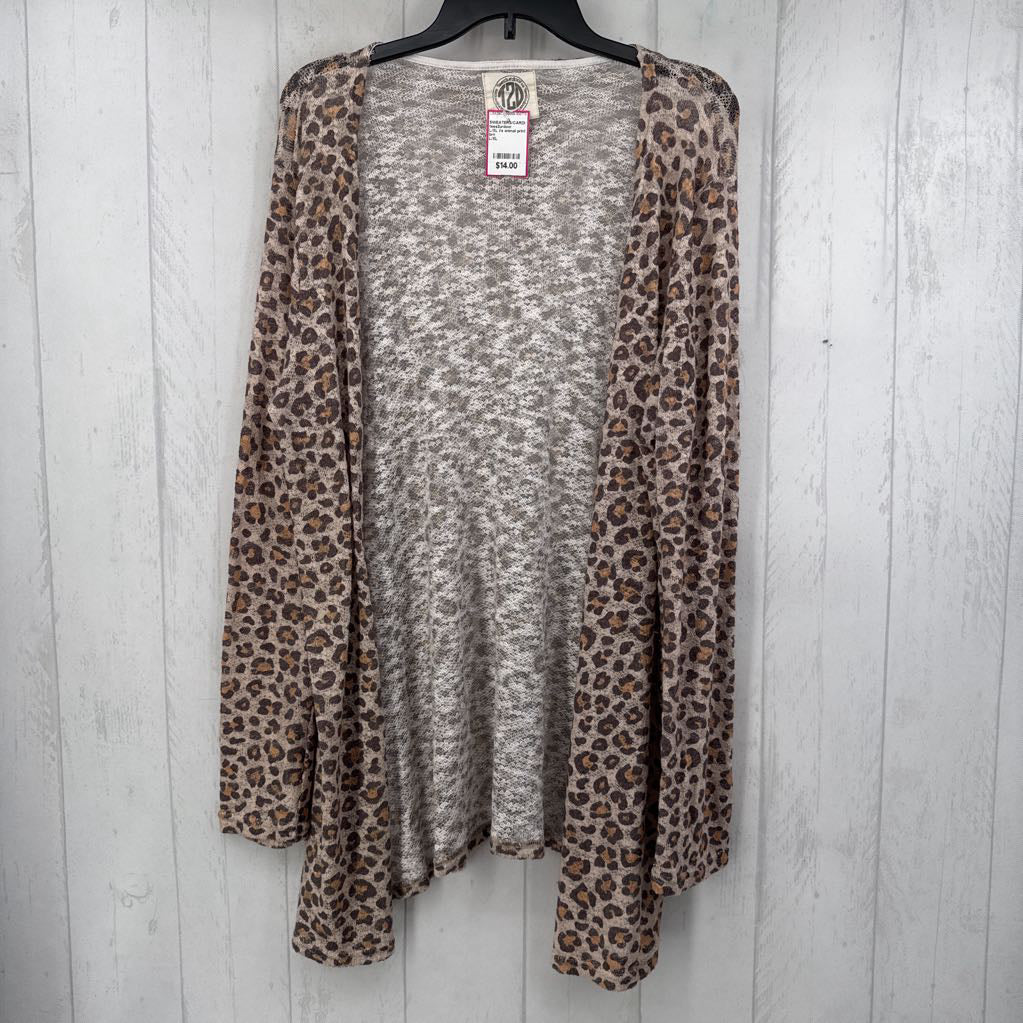 L/XL l/s animal print open cardigan