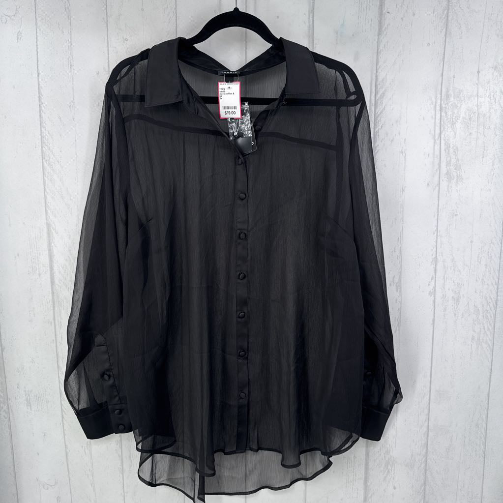 2x l/s chiffon & satin button shirt