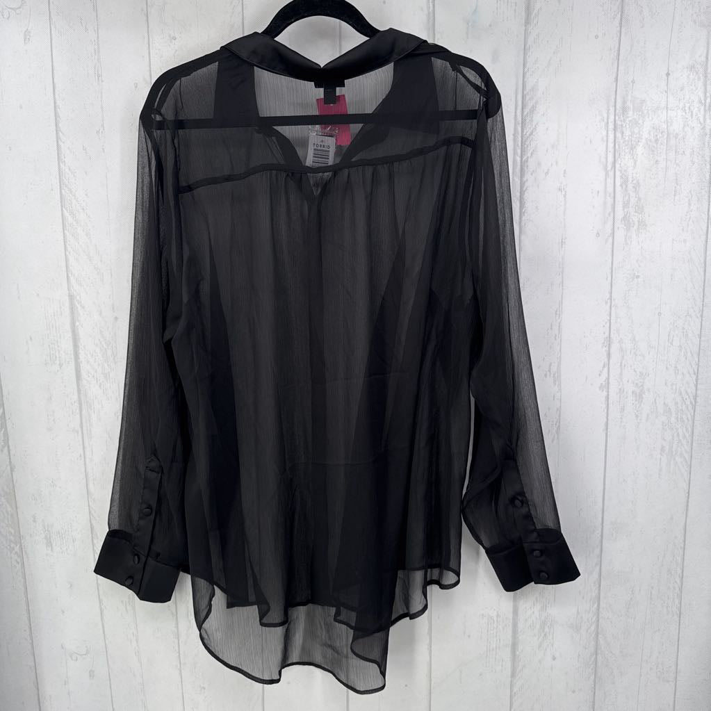 2x l/s chiffon & satin button shirt
