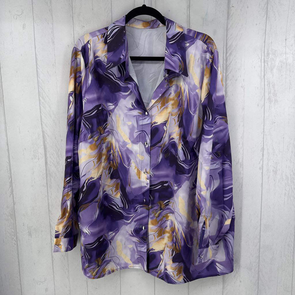 4xl l/s swirl print button shirt