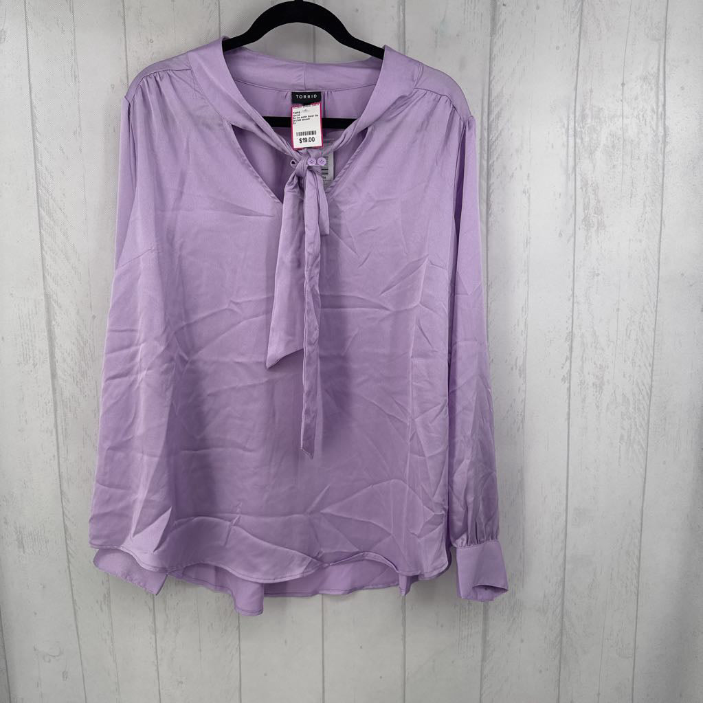 2x l/s satin bow tie blouse