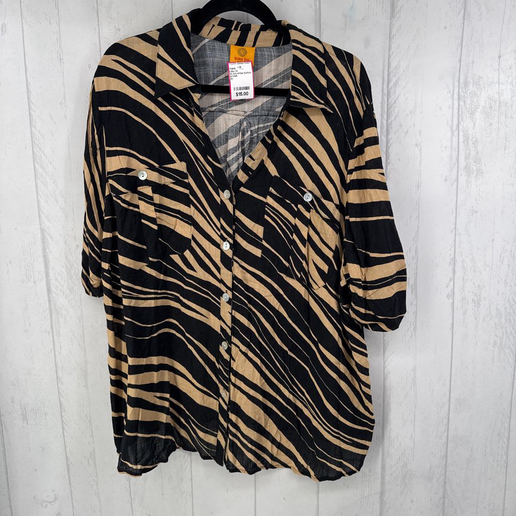 3x s/s stripe button shirt