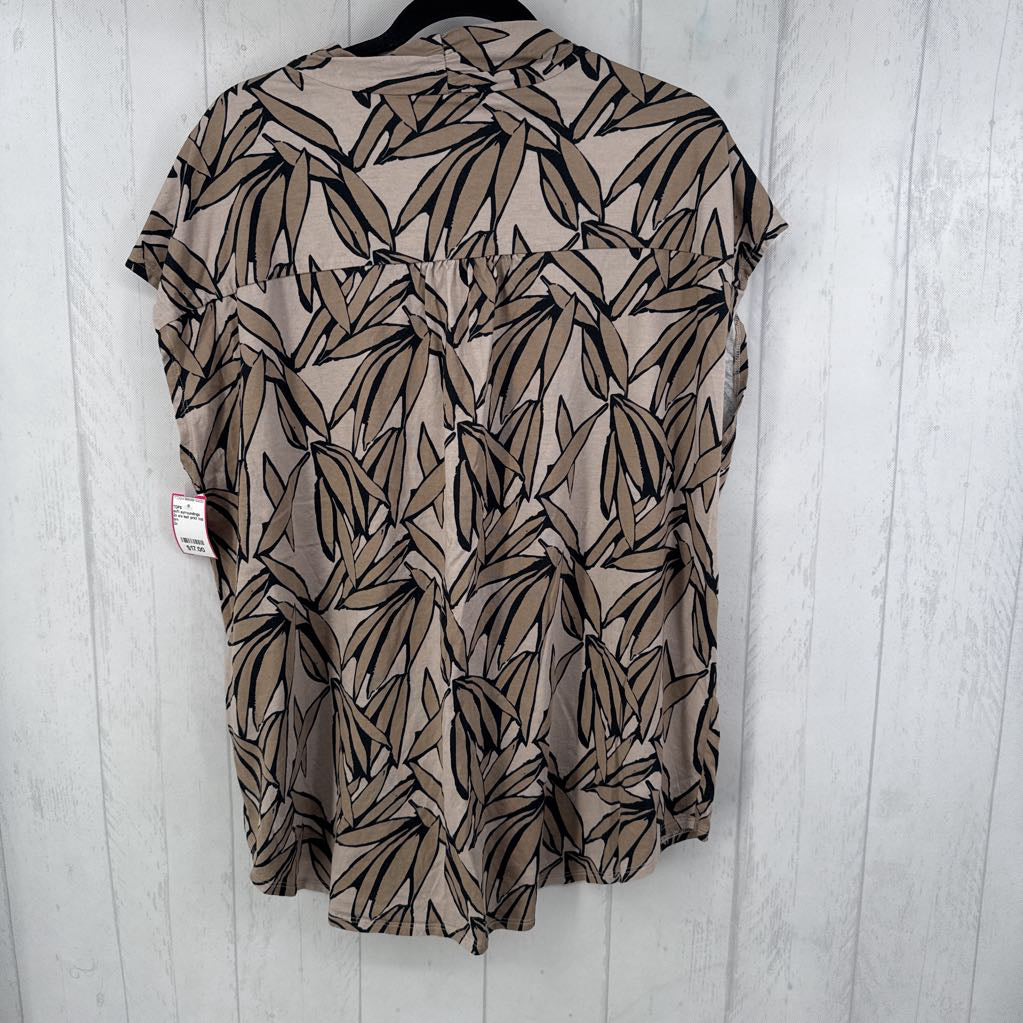 2x s/s leaf print top