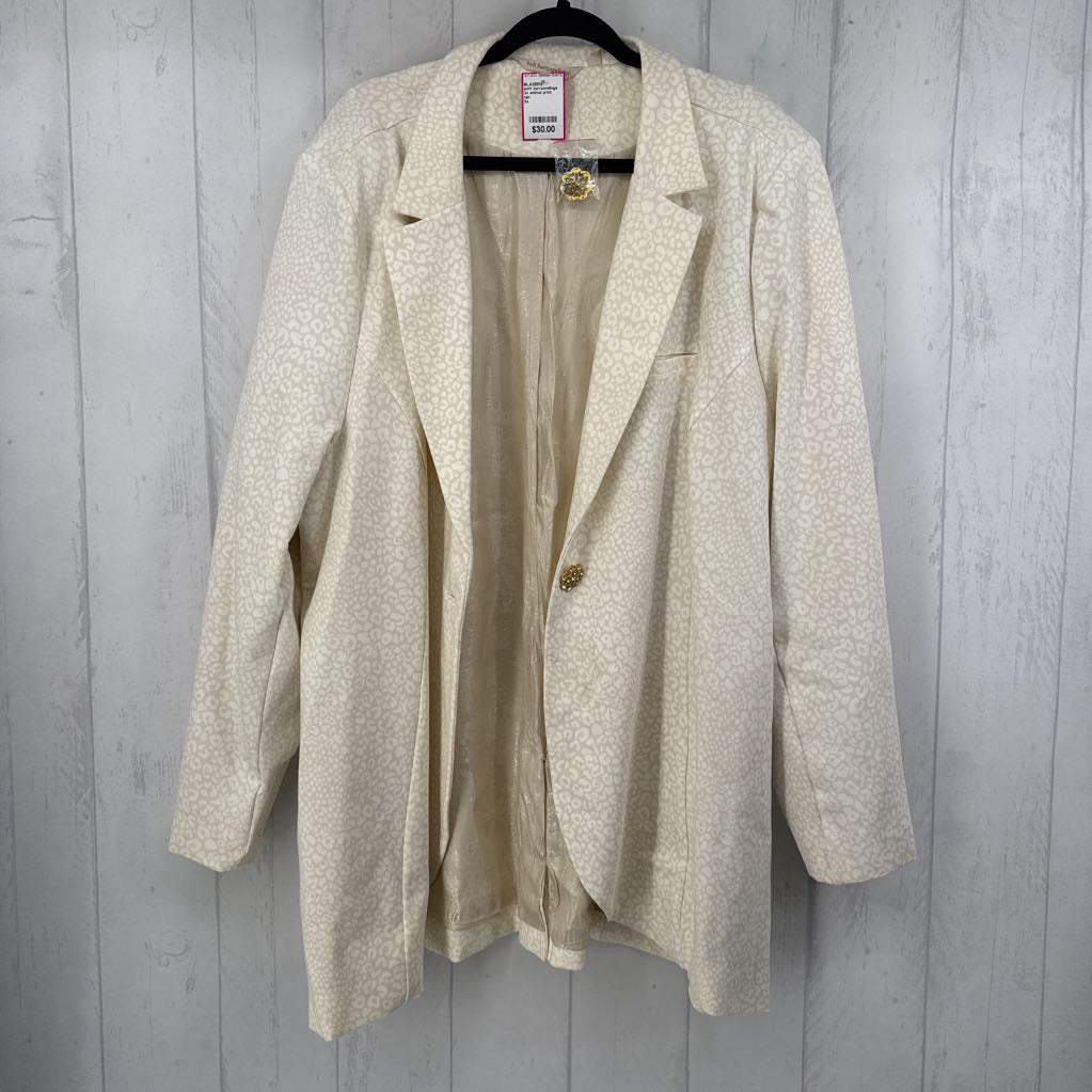3x animal print button blazer