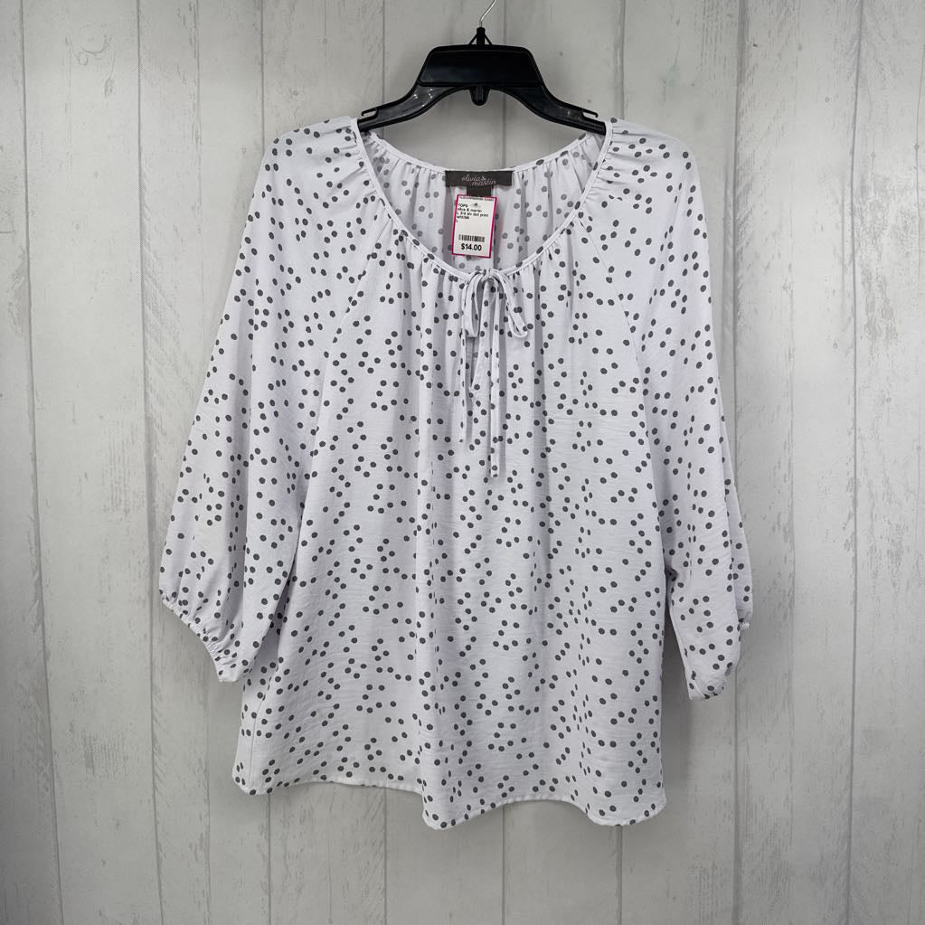 L 3/4 slv dot print keyhole top