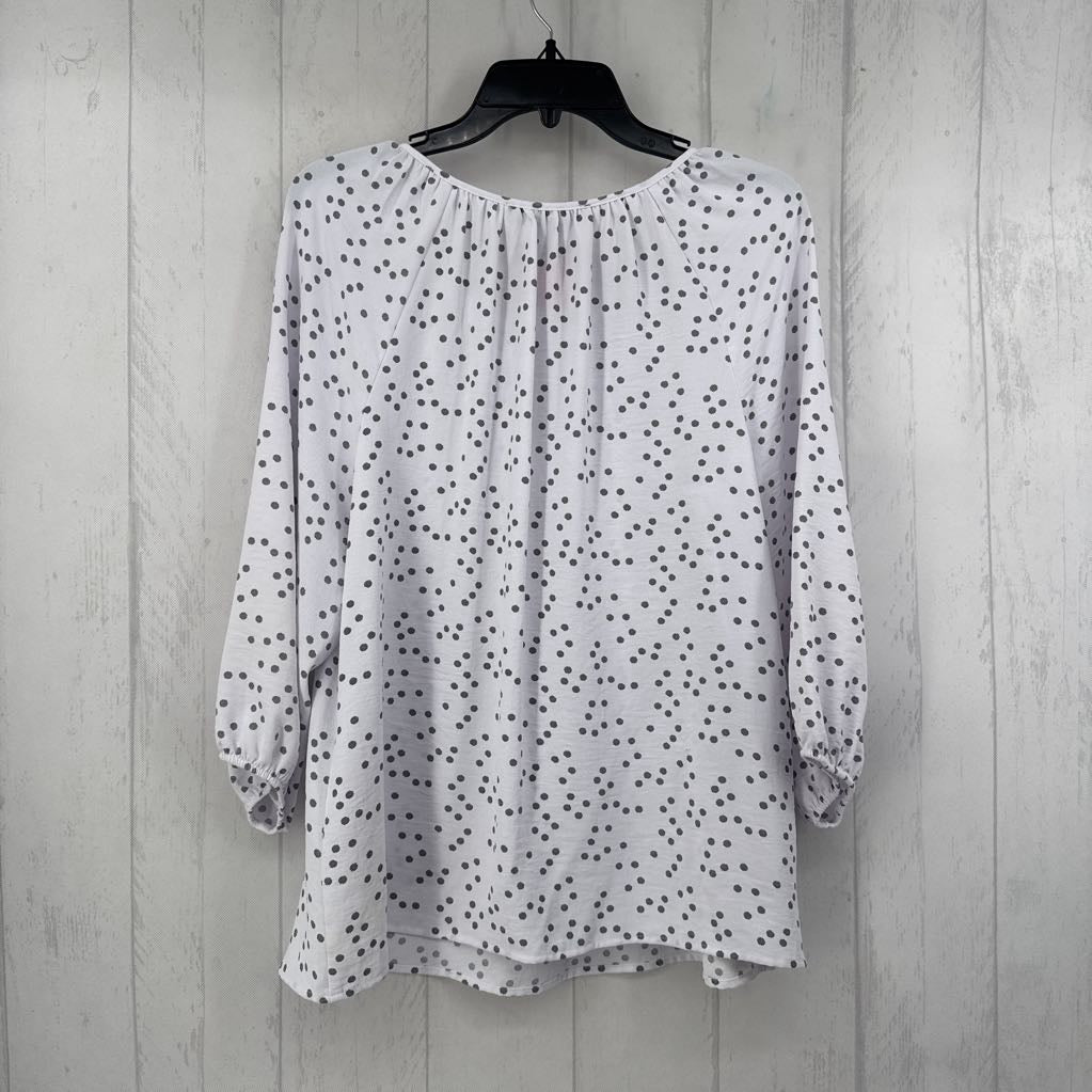 L 3/4 slv dot print keyhole top