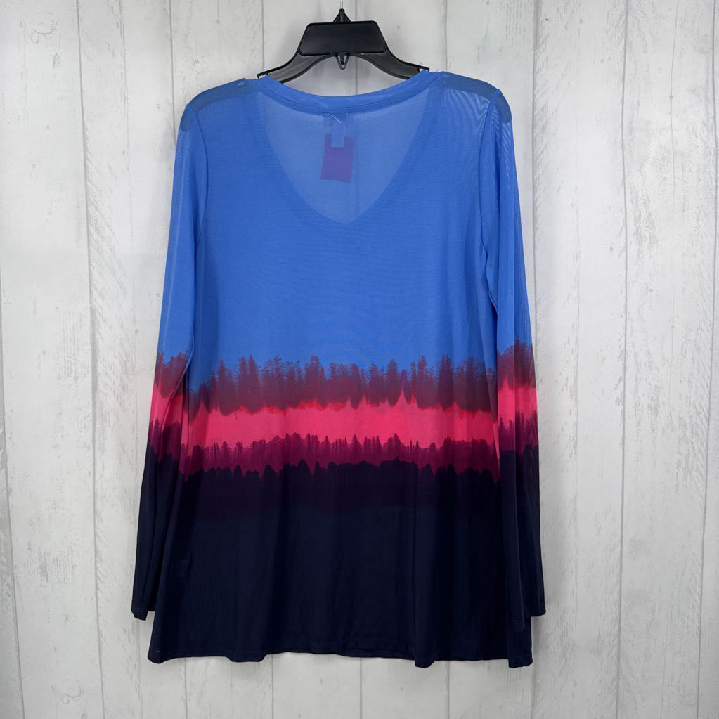 L ombre mesh v-neck l/s top