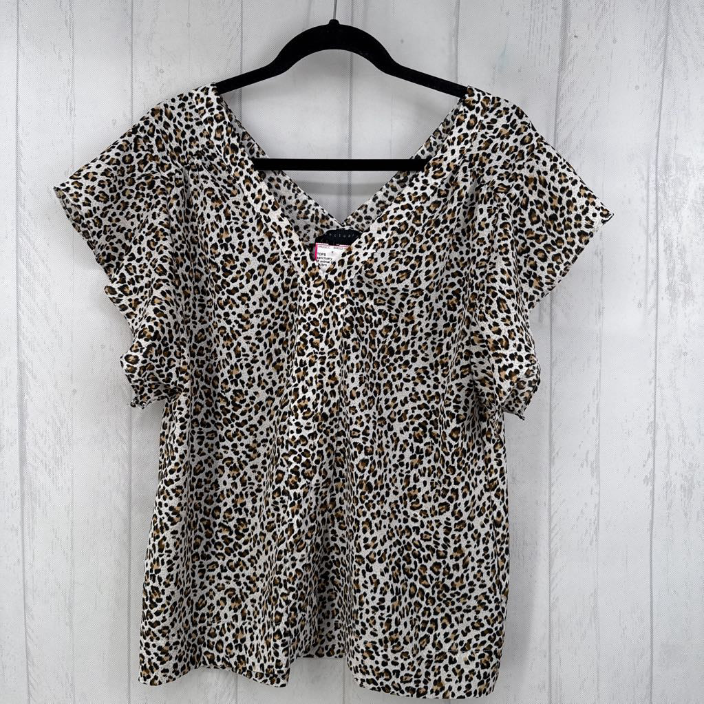 M animal print flutter slv top