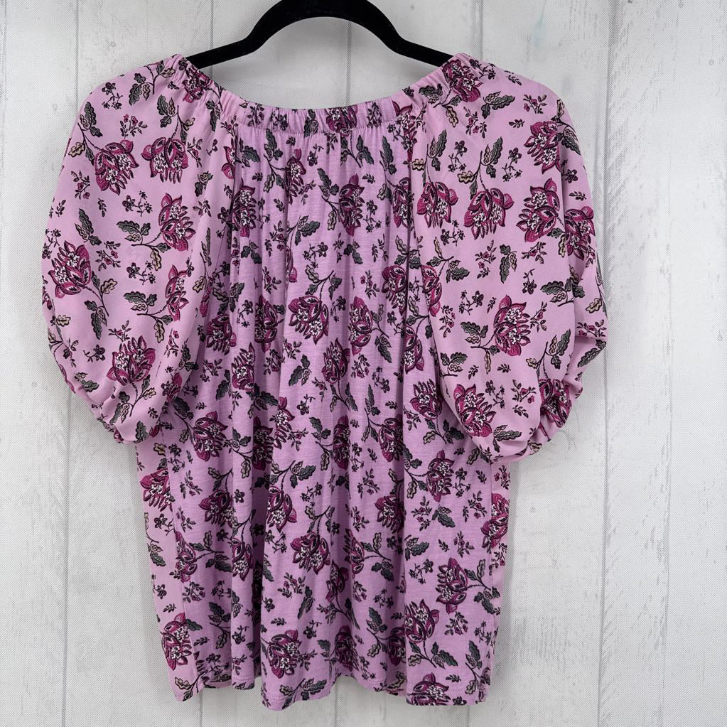 XS flo print v-neck s/s top