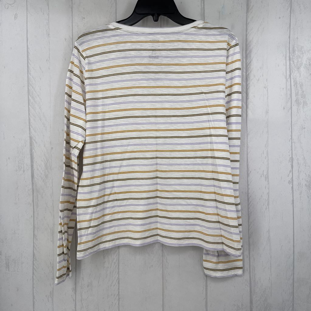L/P striped v-neck l/s tee