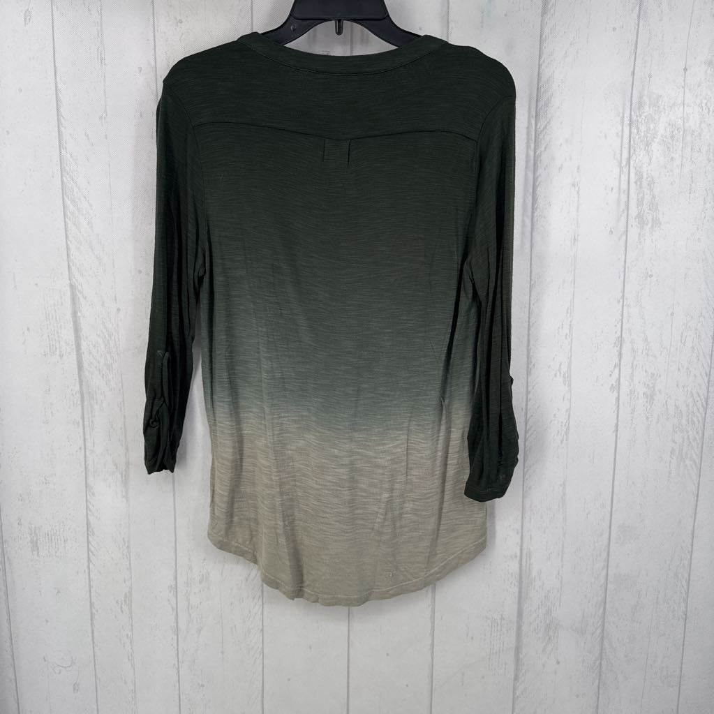 S 3/4 slv ombre top