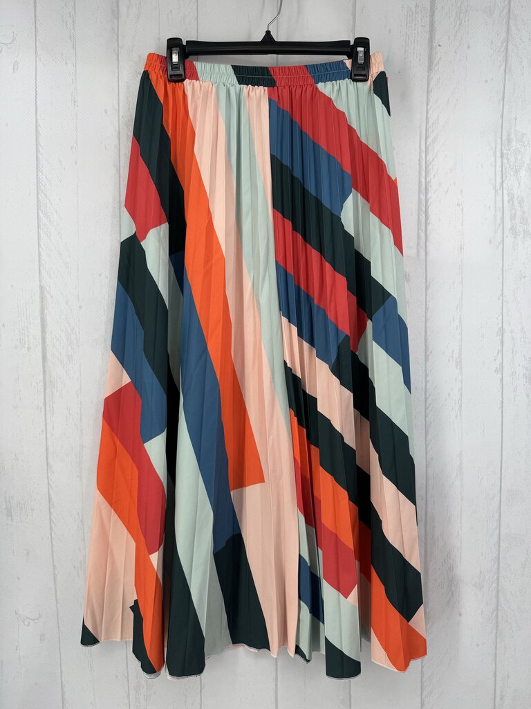 M printed pleated long skirt