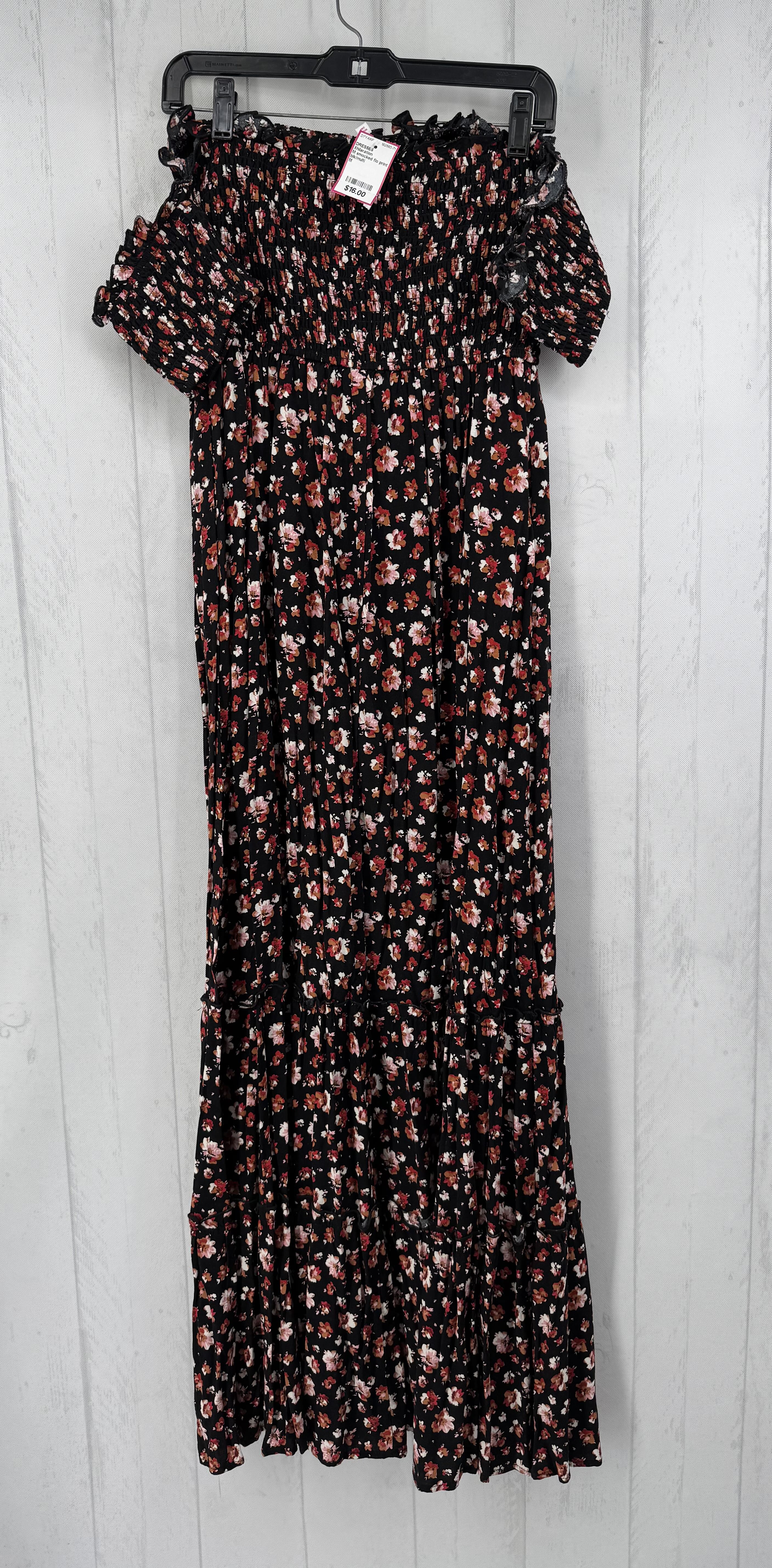 M smocked flo print s/s dress