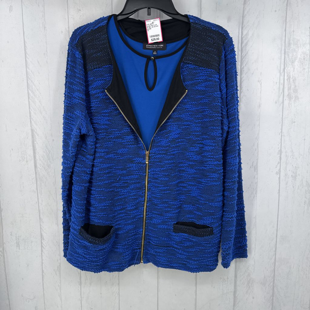 1X 2Pc zip up knit blazer & shell