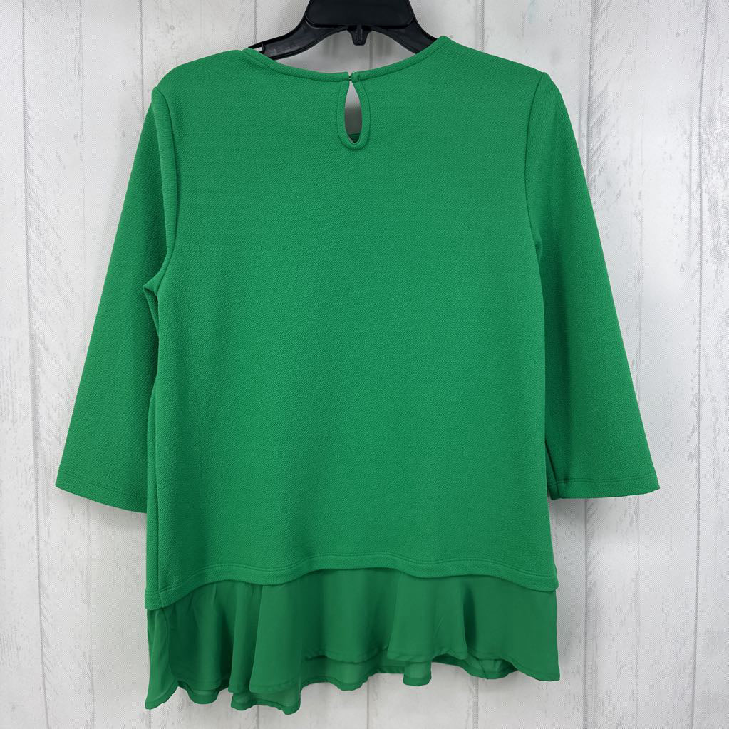 XS elbow slv ruffle hem top