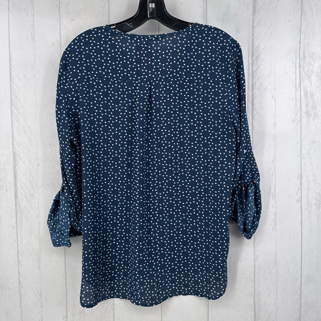 M l/s dot print button shirt