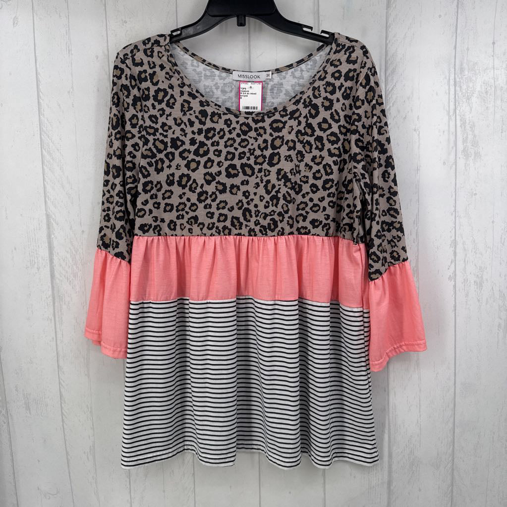 M 3/4 slv mixed media top