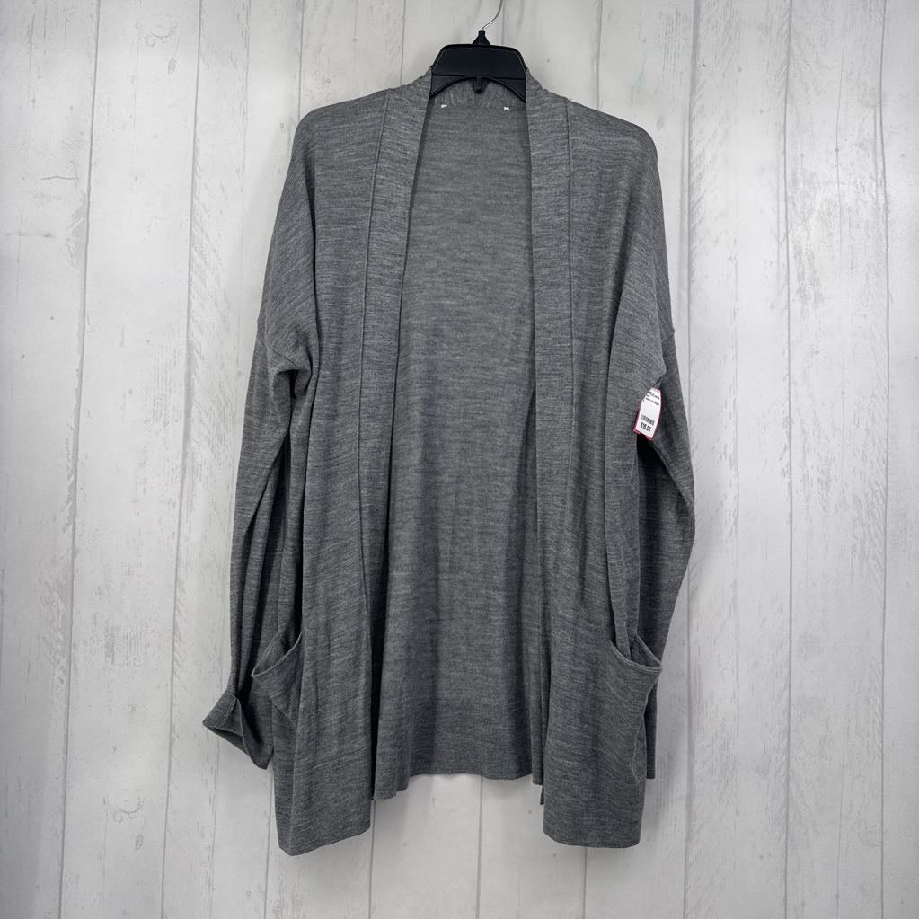 L l/s open cardigan w/ pockets