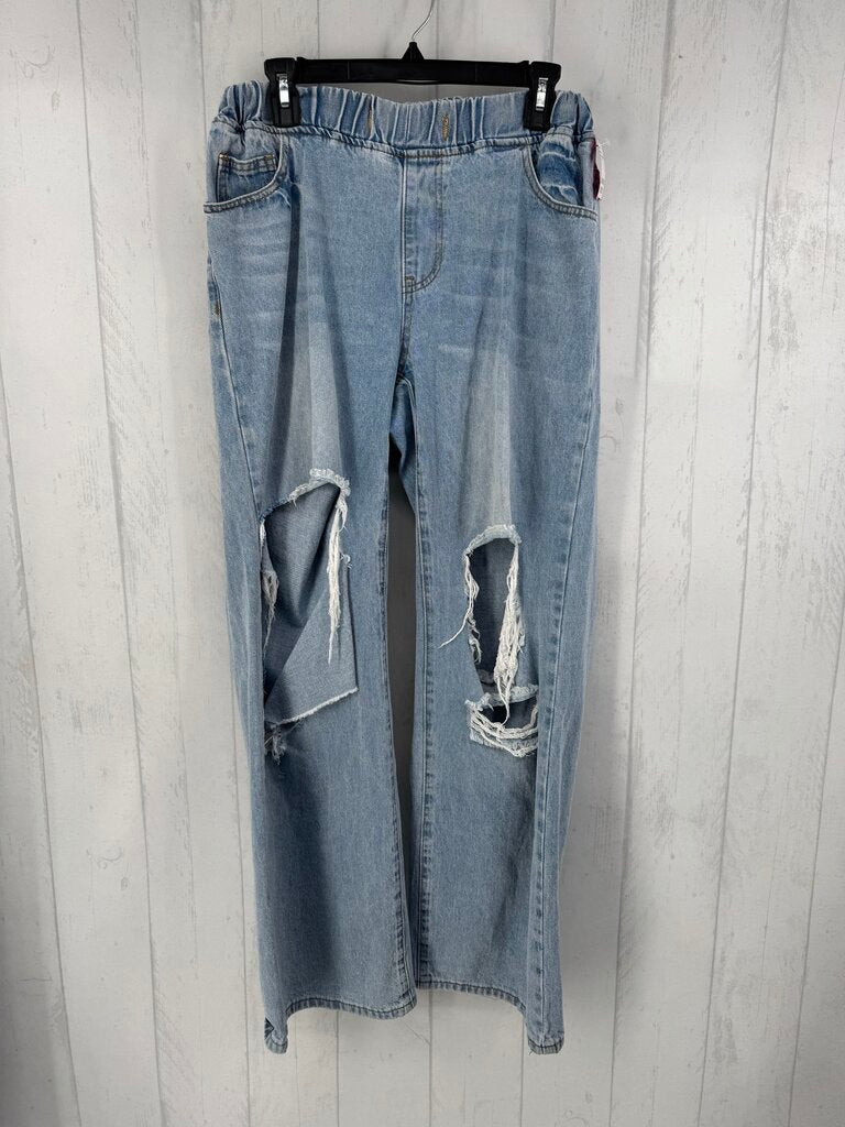 L pull on wide leg jean
