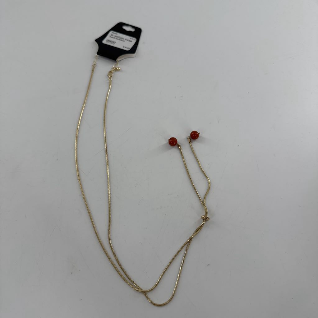 19" goldtone orange bead necklace