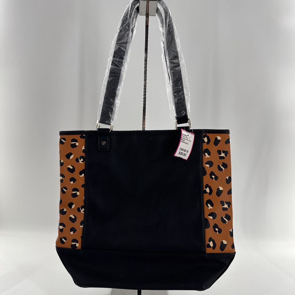 animal print color block tote