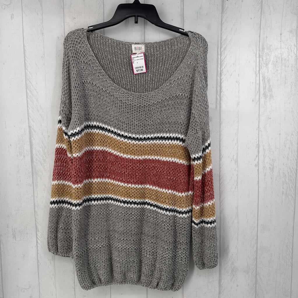 XL l/s v-neck stripe sweater