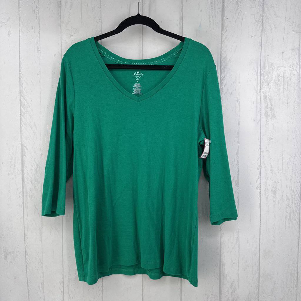 1X v-neck 3/4 slv tee