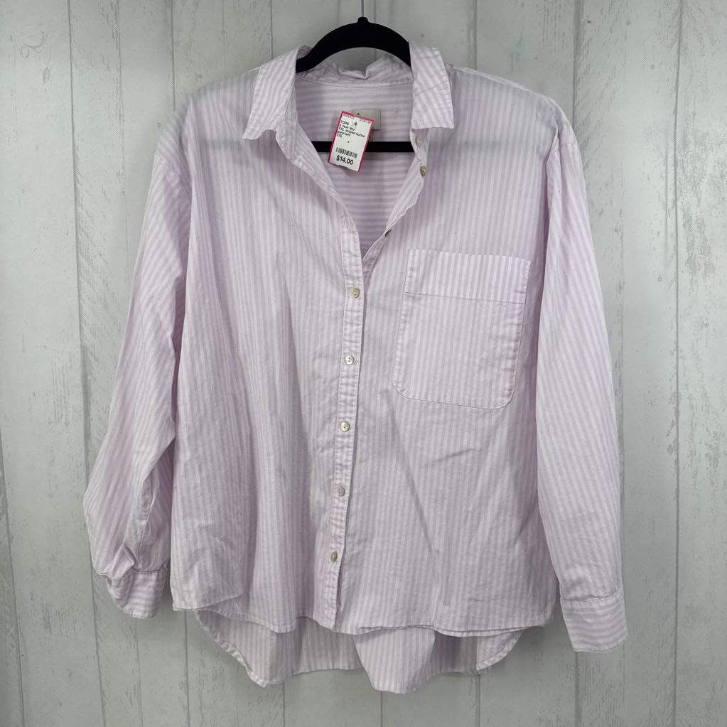 XXL striped button down l/s top