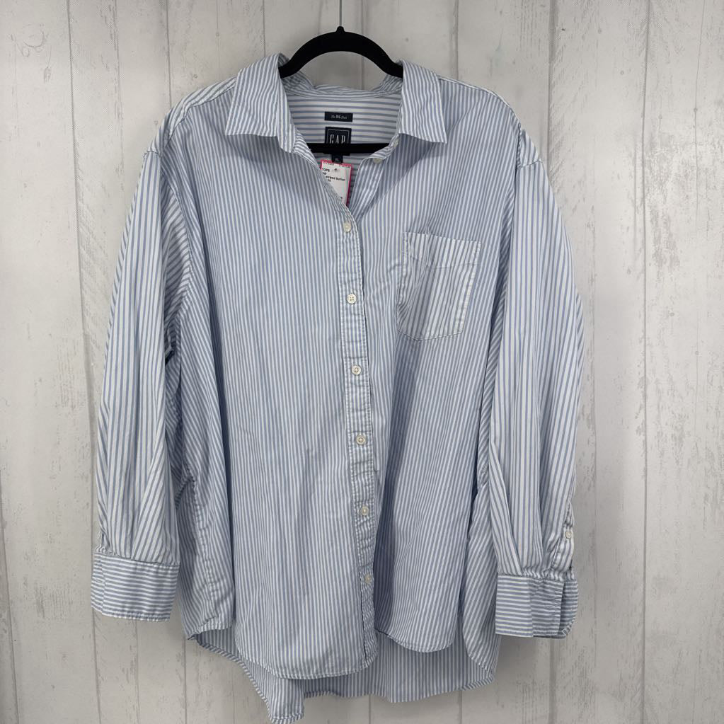 XL striped button down l/s top