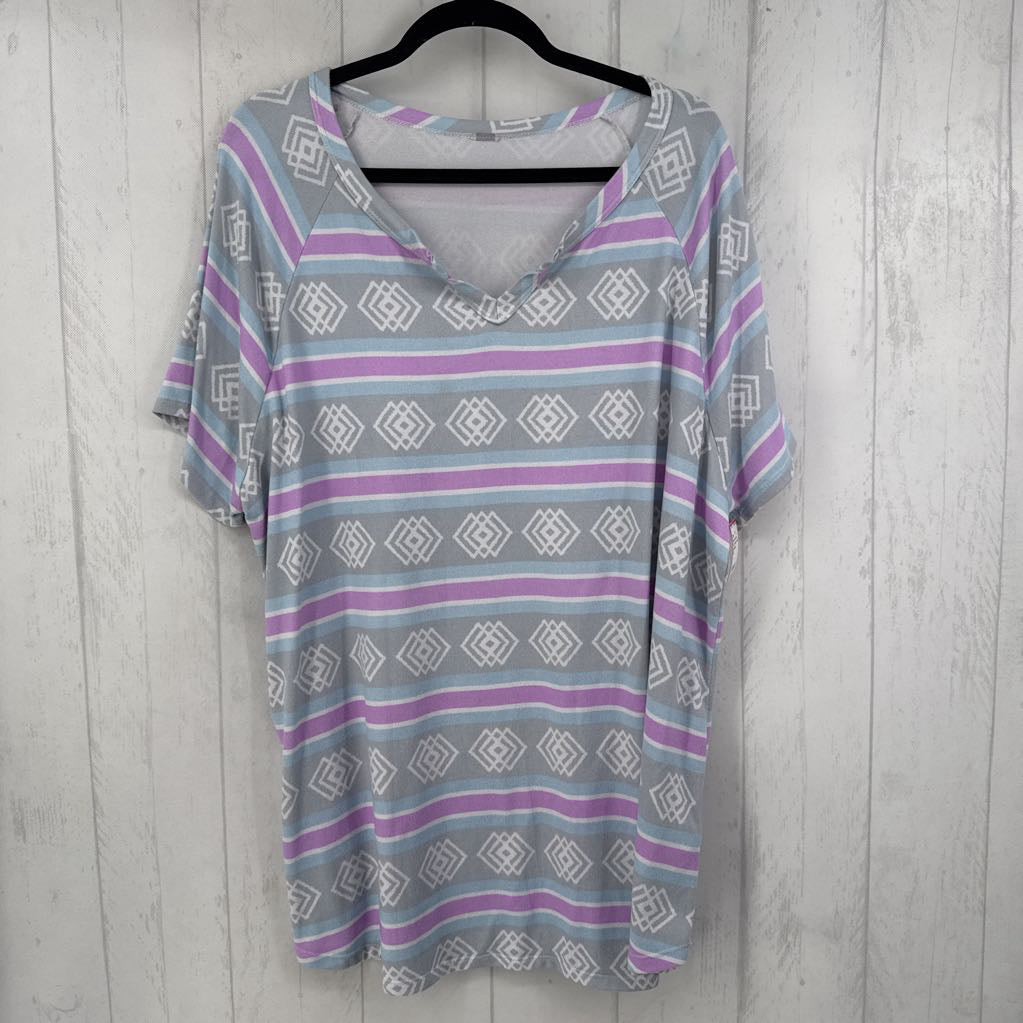 XXL printed v-neck s/s top