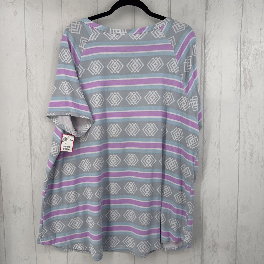 XXL printed v-neck s/s top