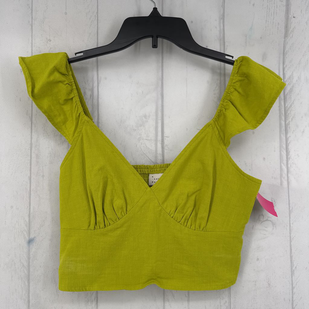 XS ruffled smocked crop tank