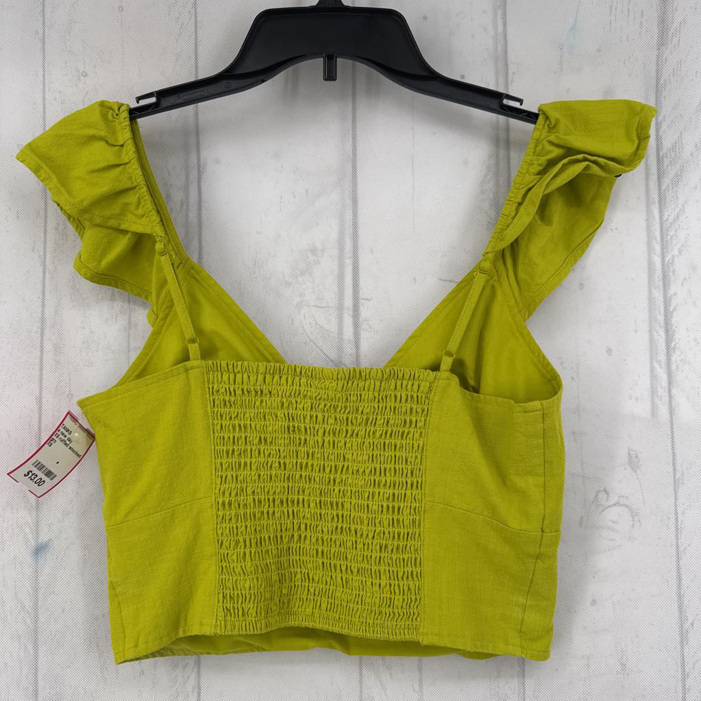 XS ruffled smocked crop tank