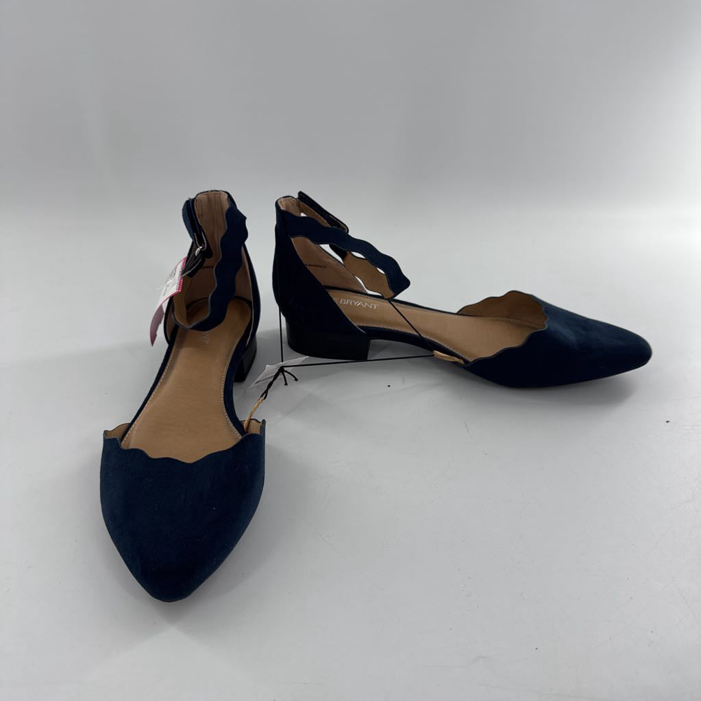 9W ankle strap scalloped edge flats