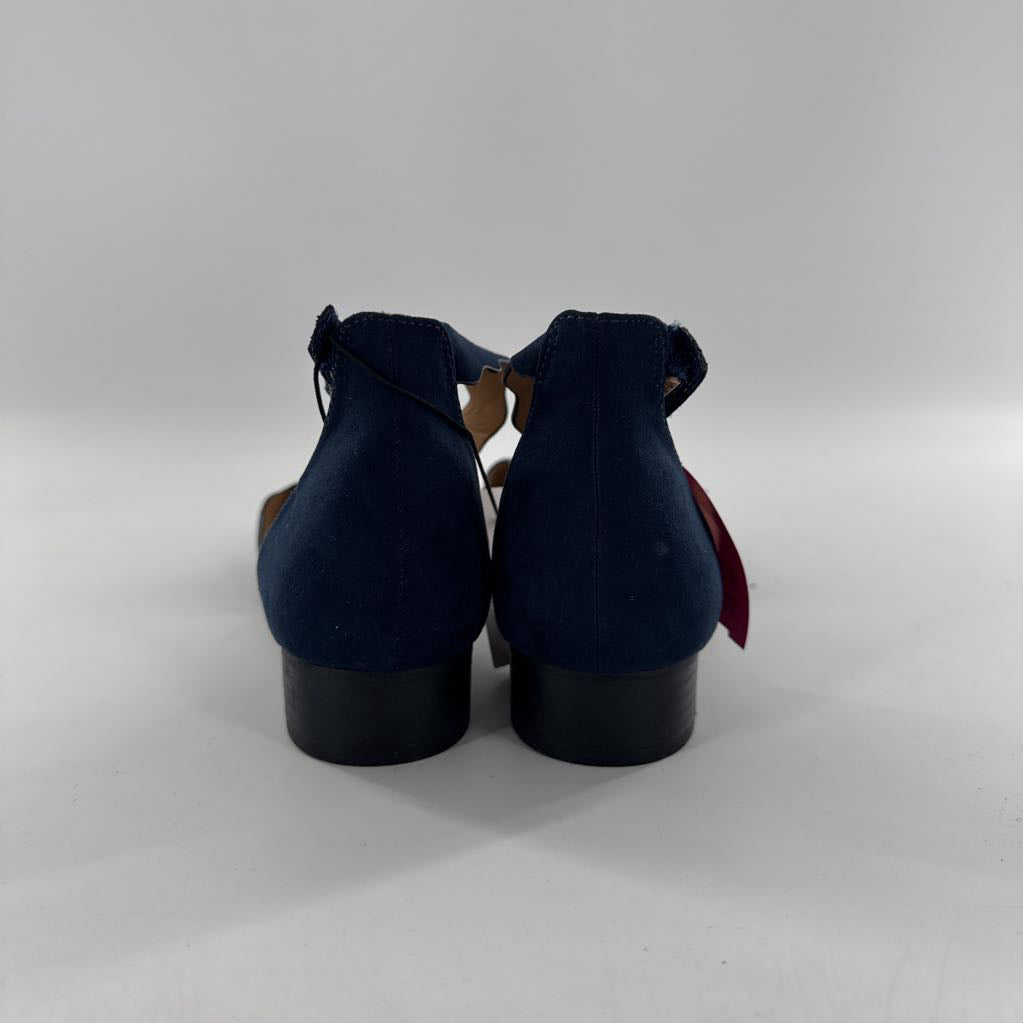 9W ankle strap scalloped edge flats